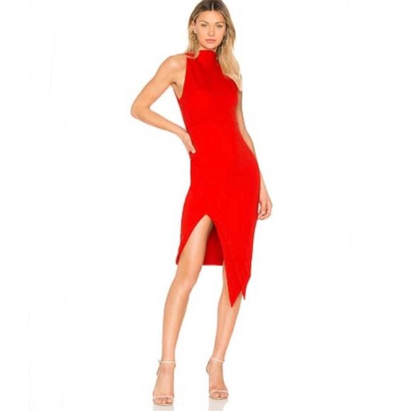 Elliatt Dresses & Skirts - Elliatt Carmen Dress Jaffa Red Asymmetric Midi Bodycon Size XS J1